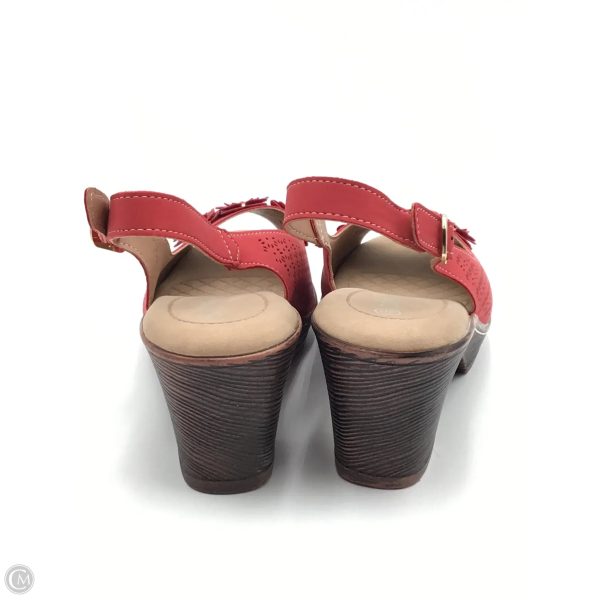 Sandals Heels Block By Spring Step In Red, Size: 9 For Discount - Image 4